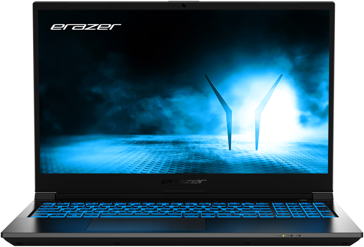 Erazer Crawler E30e Gaming Laptop – Front View Displaying Screen and Backlit Keyboard