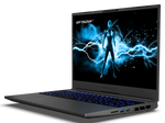 Erazer Major X20 gaming laptop front‑side‑right view with illuminated keys and robust build